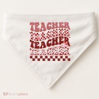 Teacher Valentine Groovy Cute USA-Made Doggie Bandana thumb 0