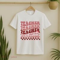 Teacher Valentine Groovy Cute T-Shirt thumb 2