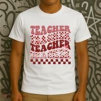 Teacher Valentine Groovy Cute T-Shirt thumb 3