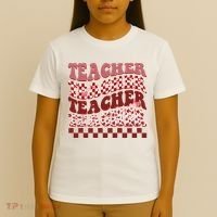 Teacher Valentine Groovy Cute T-Shirt thumb 4