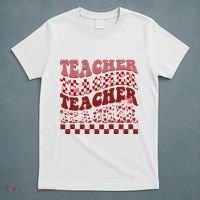 Teacher Valentine Groovy Cute T-Shirt thumb 5