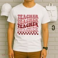 Teacher Valentine Groovy Cute T-Shirt thumb 6