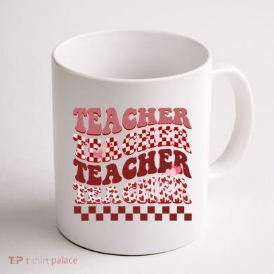 Teacher Valentine Groovy Cute Coffee Mug back