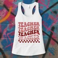Teacher Valentine Groovy Cute Women's Tank Top thumb 3