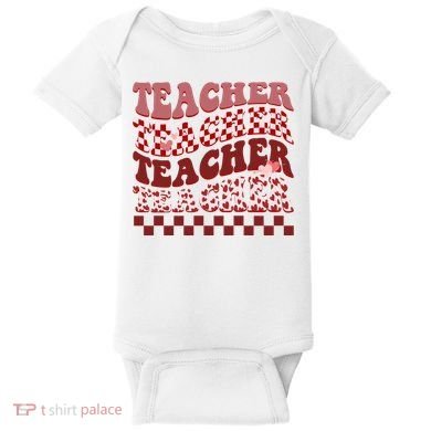 Teacher Valentine Groovy Cute Baby Bodysuit
