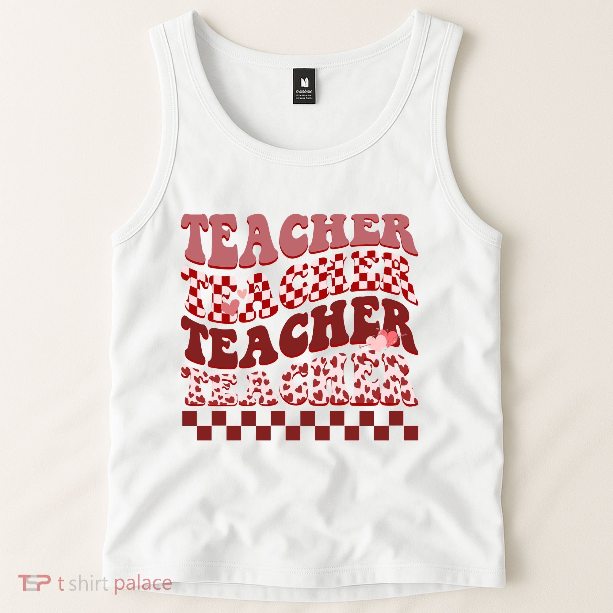 Teacher Valentine Groovy Cute Tank Top