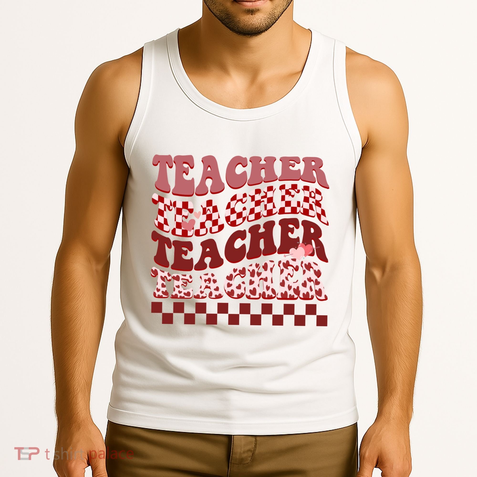 Teacher Valentine Groovy Cute Tank Top