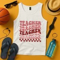 Teacher Valentine Groovy Cute Tank Top thumb 4