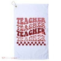 Teacher Valentine Groovy Cute Golf Towel thumb 0