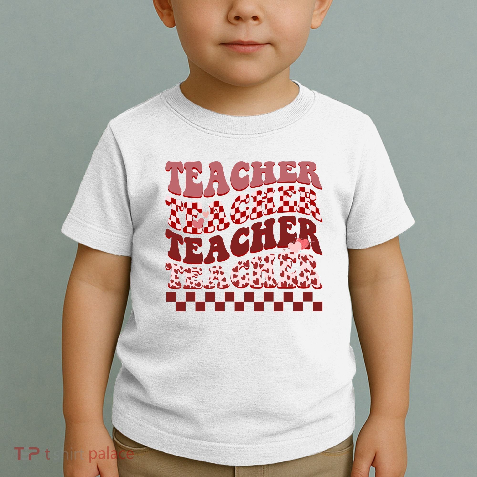 Teacher Valentine Groovy Cute Toddler T-Shirt