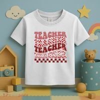 Teacher Valentine Groovy Cute Toddler T-Shirt thumb 3