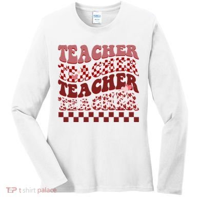 Teacher Valentine Groovy Cute Women's Long Sleeve Shirt