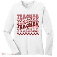 Teacher Valentine Groovy Cute Women's Long Sleeve Shirt thumb 0