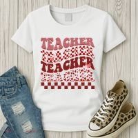 Teacher Valentine Groovy Cute Women's T-Shirt thumb 3