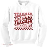 Teacher Valentine Groovy Cute Kids Sweatshirt thumb 0