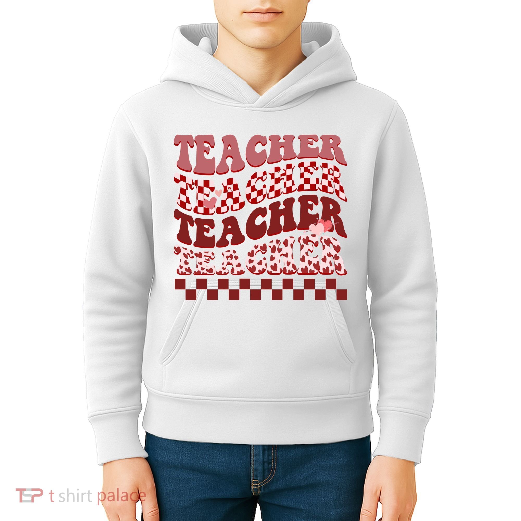 Teacher Valentine Groovy Cute Kids Hoodie