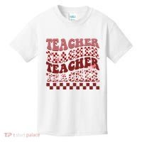 Teacher Valentine Groovy Cute Kids T-Shirt thumb 0