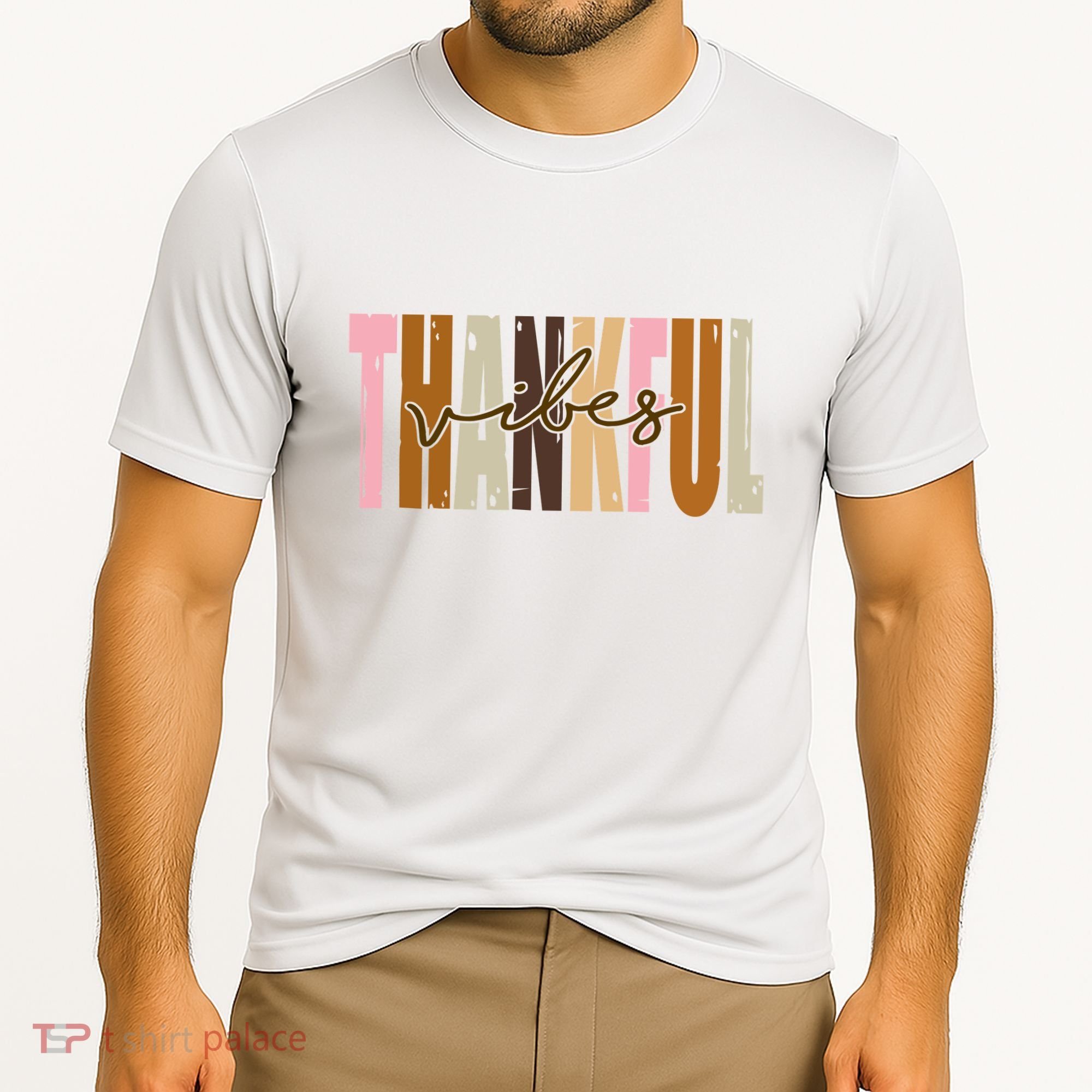 Thankful Vibes Holiday Cute Cooling Performance Crew T-Shirt