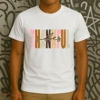 Thankful Vibes Holiday Cute T-Shirt thumb 3