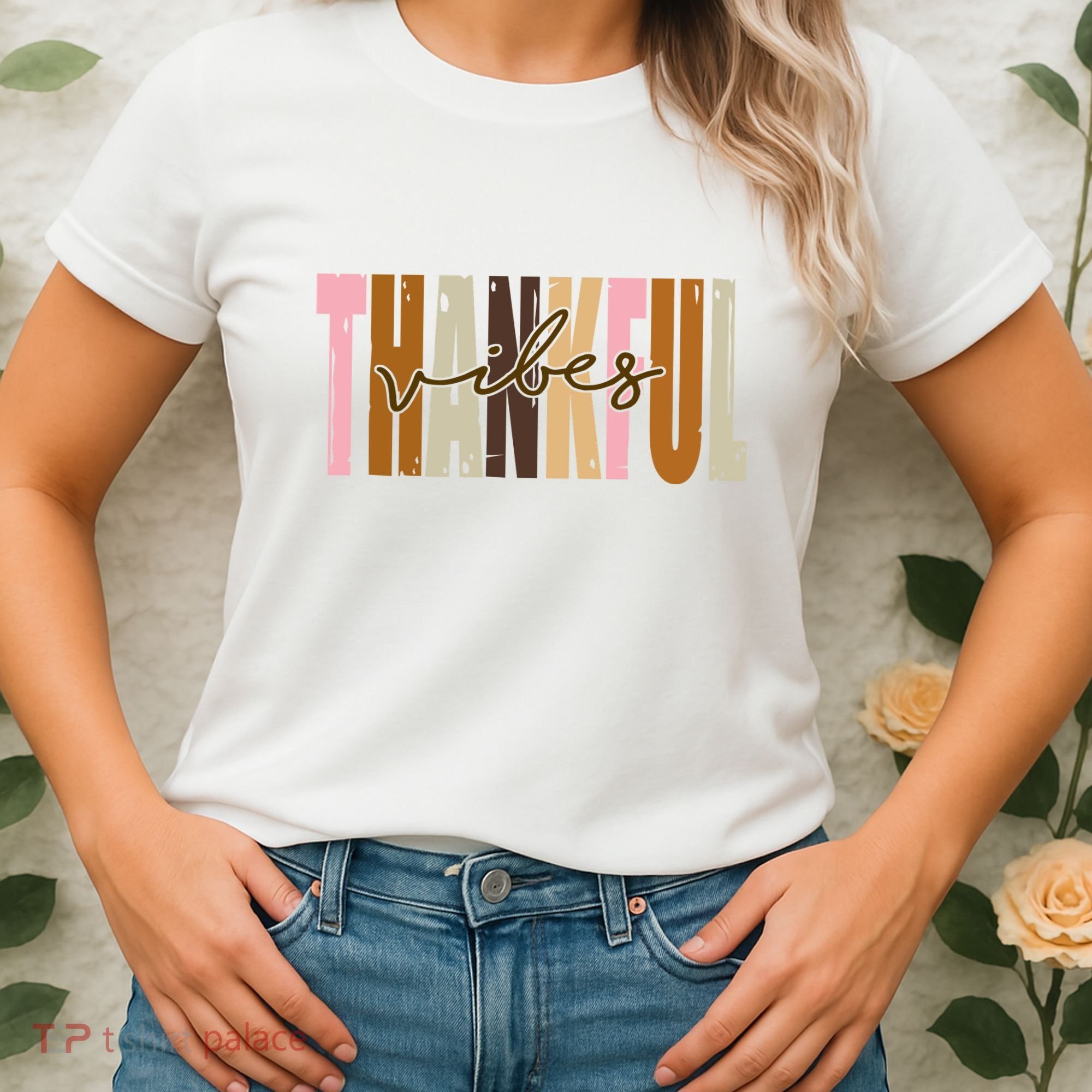 Thankful Vibes Holiday Cute Women's T-Shirt