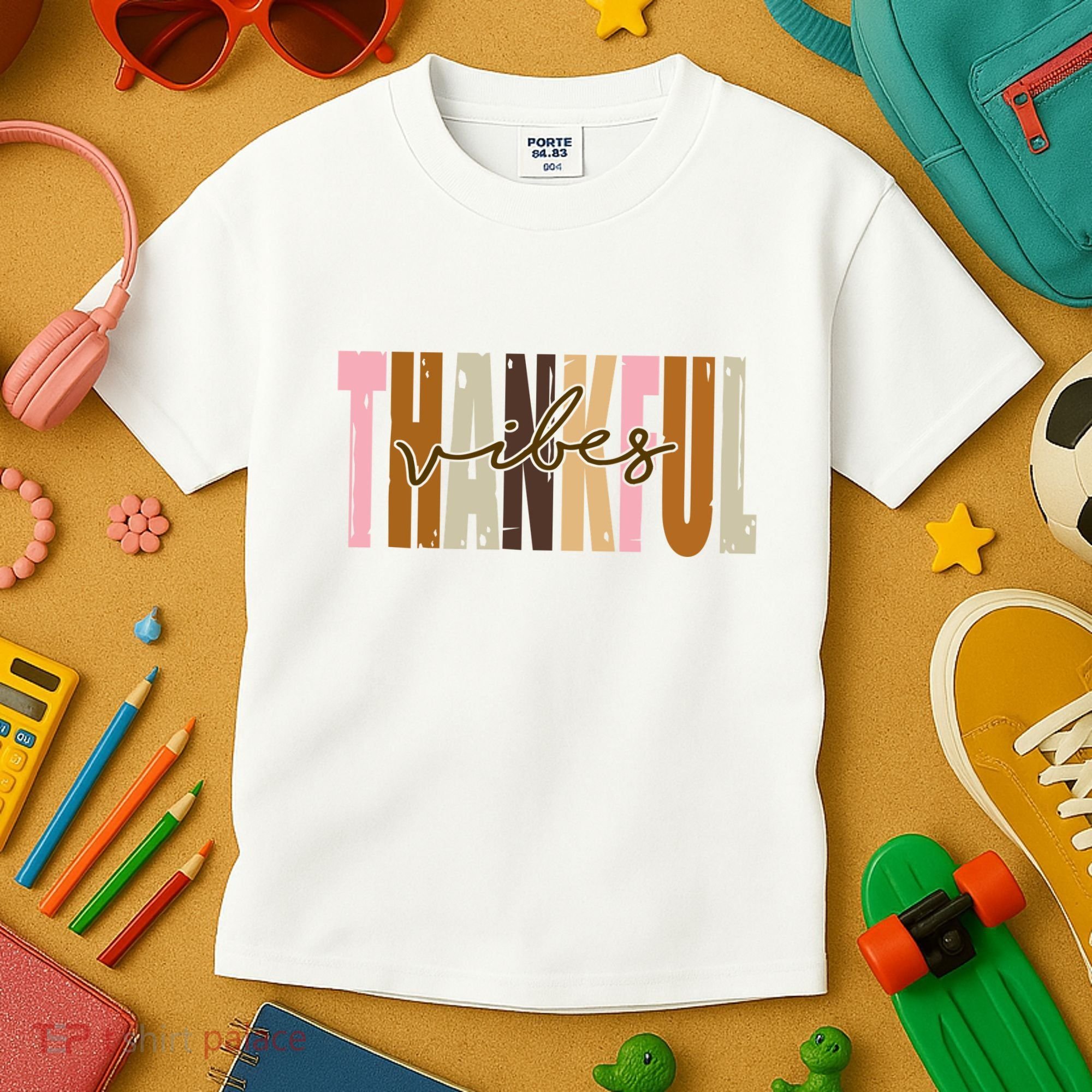 Thankful Vibes Holiday Cute Kids T-Shirt
