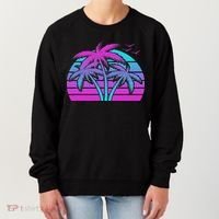 Tropical Vaporwave Hawaiian Palm Tree Hawaii Beach Edm  Women's Sweatshirt thumb 0