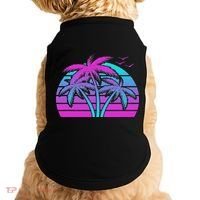 Tropical Vaporwave Hawaiian Palm Tree Hawaii Beach Edm  Doggie Tank thumb 0