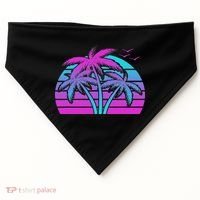 Tropical Vaporwave Hawaiian Palm Tree Hawaii Beach Edm  USA-Made Doggie Bandana thumb 0