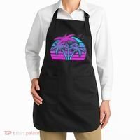 Tropical Vaporwave Hawaiian Palm Tree Hawaii Beach Edm  Apron thumb 2