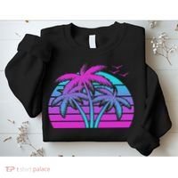Tropical Vaporwave Hawaiian Palm Tree Hawaii Beach Edm  Sweatshirt thumb 2