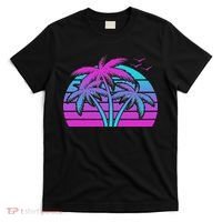 Tropical Vaporwave Hawaiian Palm Tree Hawaii Beach Edm  T-Shirt thumb 0