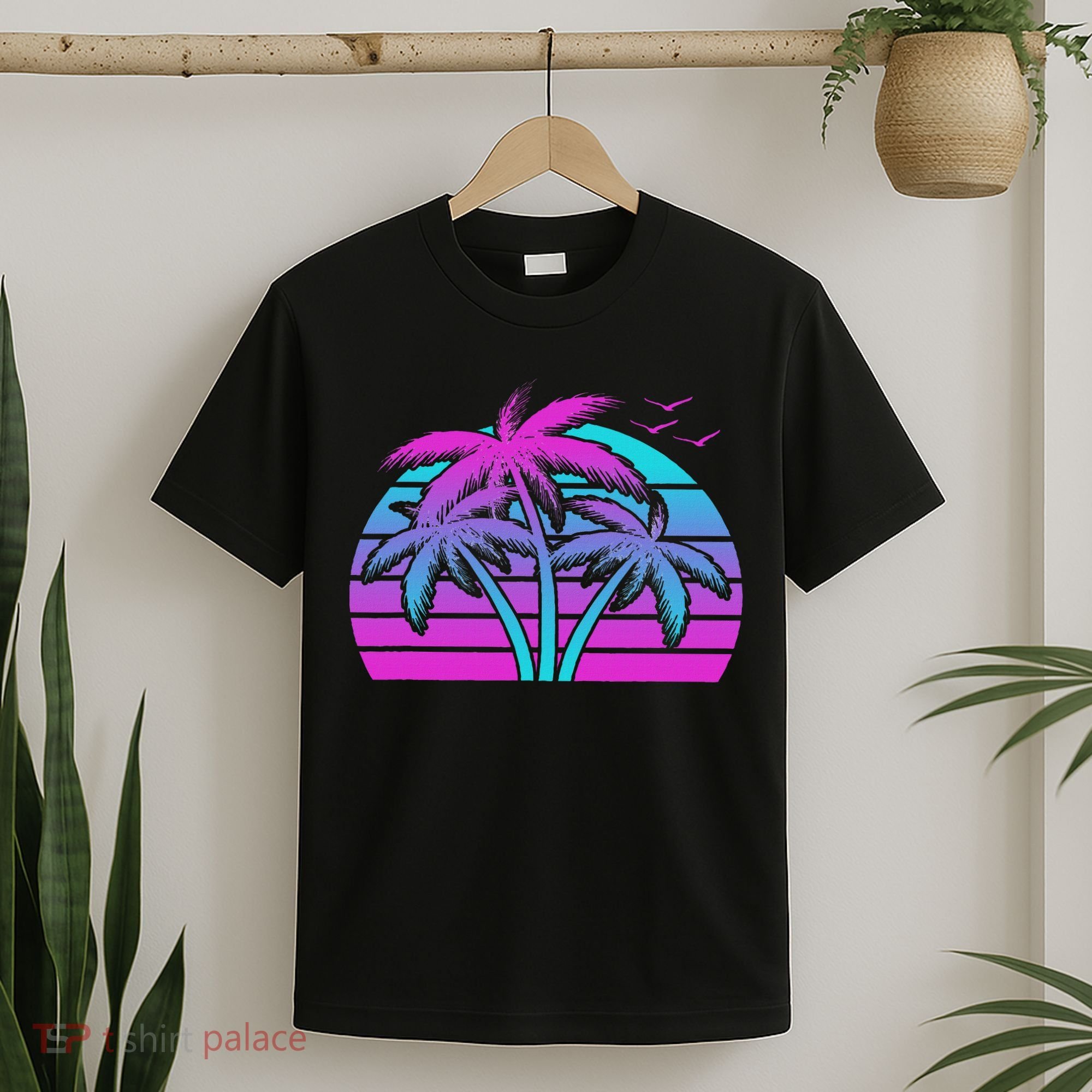 Tropical Vaporwave Hawaiian Palm Tree Hawaii Beach Edm  T-Shirt