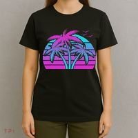 Tropical Vaporwave Hawaiian Palm Tree Hawaii Beach Edm  T-Shirt thumb 4