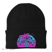 Tropical Vaporwave Hawaiian Palm Tree Hawaii Beach Edm  Beanie thumb 0