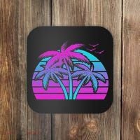 Tropical Vaporwave Hawaiian Palm Tree Hawaii Beach Edm  Coaster thumb 0