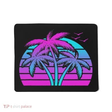 Tropical Vaporwave Hawaiian Palm Tree Hawaii Beach Edm  Mousepad