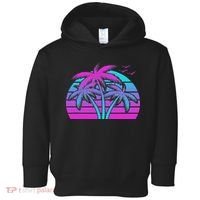 Tropical Vaporwave Hawaiian Palm Tree Hawaii Beach Edm  Toddler Hoodie thumb 0
