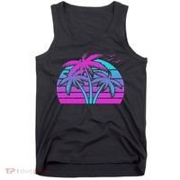 Tropical Vaporwave Hawaiian Palm Tree Hawaii Beach Edm  Tank Top thumb 0