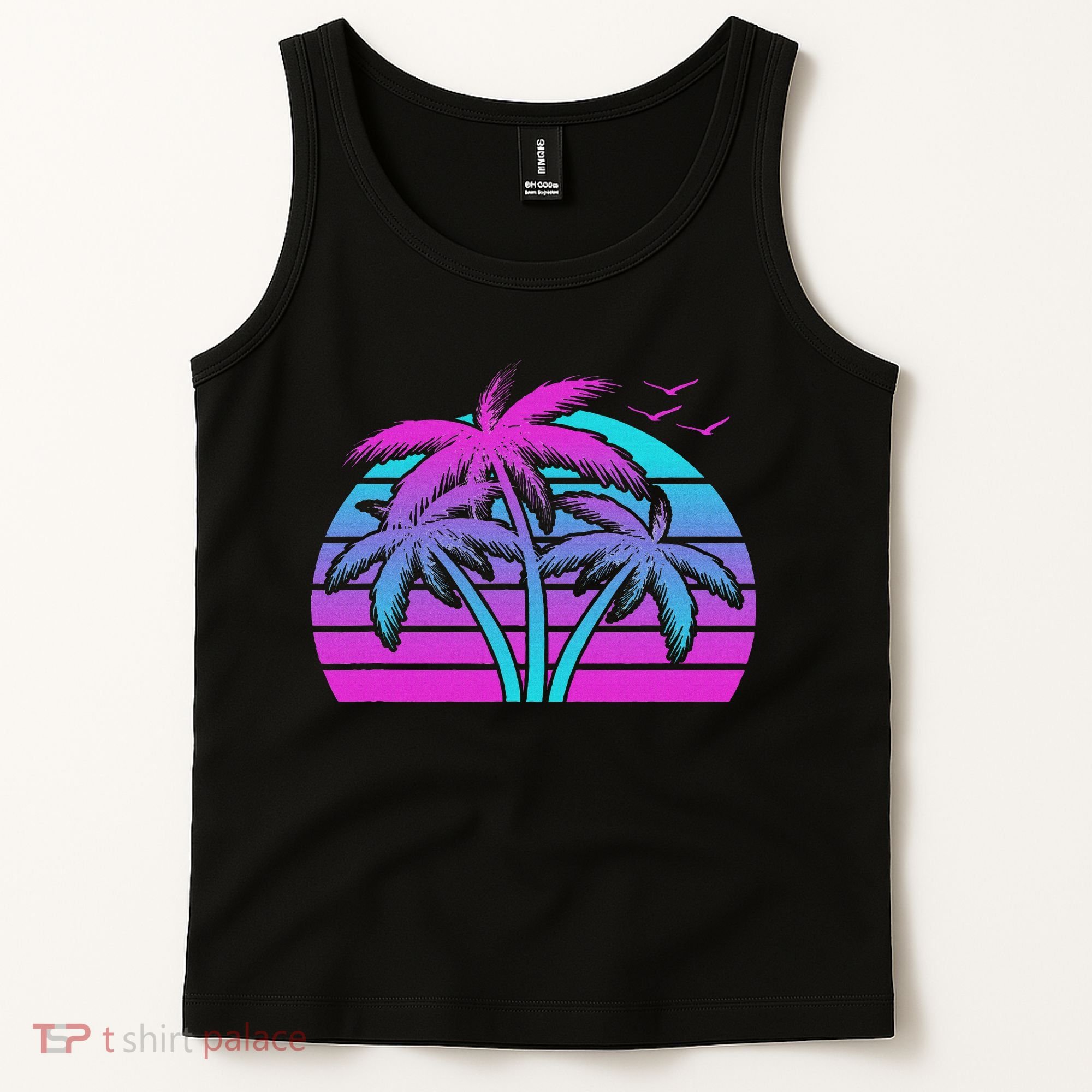 Tropical Vaporwave Hawaiian Palm Tree Hawaii Beach Edm  Tank Top