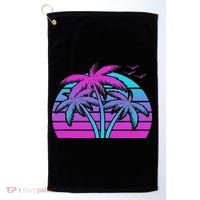 Tropical Vaporwave Hawaiian Palm Tree Hawaii Beach Edm  Golf Towel thumb 0