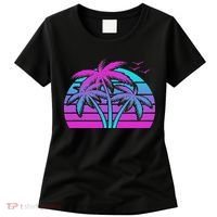 Tropical Vaporwave Hawaiian Palm Tree Hawaii Beach Edm  Women's T-Shirt thumb 0