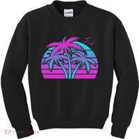 Tropical Vaporwave Hawaiian Palm Tree Hawaii Beach Edm  Kids Sweatshirt thumb 0