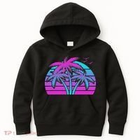 Tropical Vaporwave Hawaiian Palm Tree Hawaii Beach Edm  Kids Hoodie thumb 0