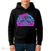 Tropical Vaporwave Hawaiian Palm Tree Hawaii Beach Edm  Kids Hoodie thumb 4