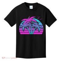 Tropical Vaporwave Hawaiian Palm Tree Hawaii Beach Edm  Kids T-Shirt thumb 0