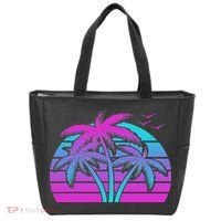 Tropical Vaporwave Hawaiian Palm Tree Hawaii Beach Edm  Tote Bag thumb 0