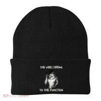 The Vibe I Bring To The Function Funny Wolf Meme Beanie thumb 0