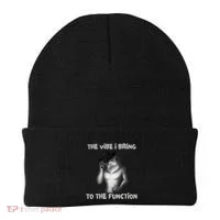The Vibe I Bring To The Function Funny Wolf Meme Beanie thumb 0