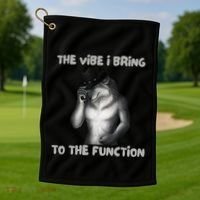 The Vibe I Bring To The Function Funny Wolf Meme Golf Towel thumb 1