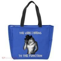 The Vibe I Bring To The Function Funny Wolf Meme Tote Bag thumb 0